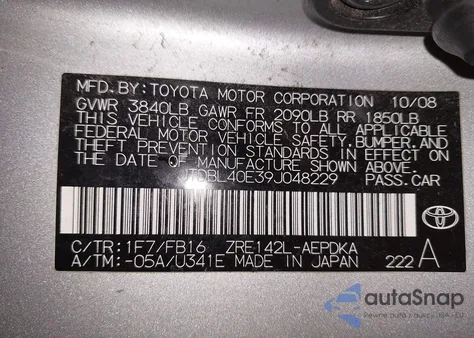 2009 Toyota Corolla Le z USA, uszkodzony, nr VIN JTDBL40E39J048229